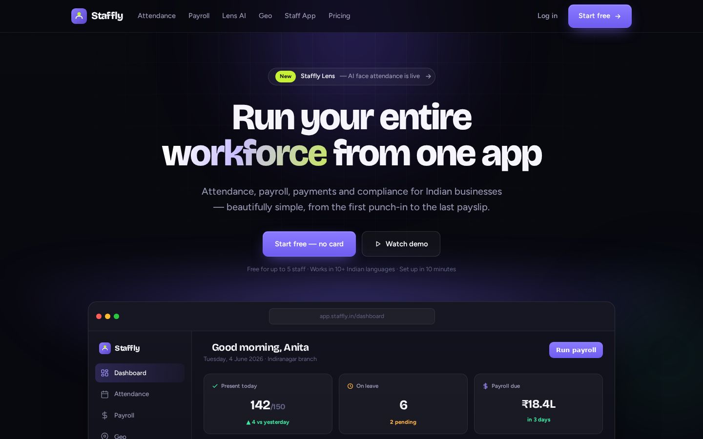 Staffly home page